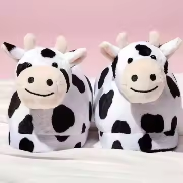 Cow plush slippers