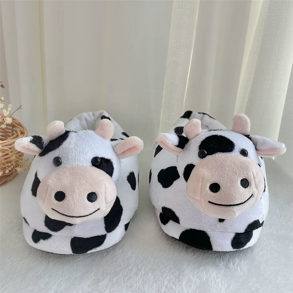 Cow plush slippers